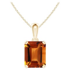 Angara Natural Emerald-Cut 3.1 ct Citrine Solitaire Pendant in 14K Solid Gold