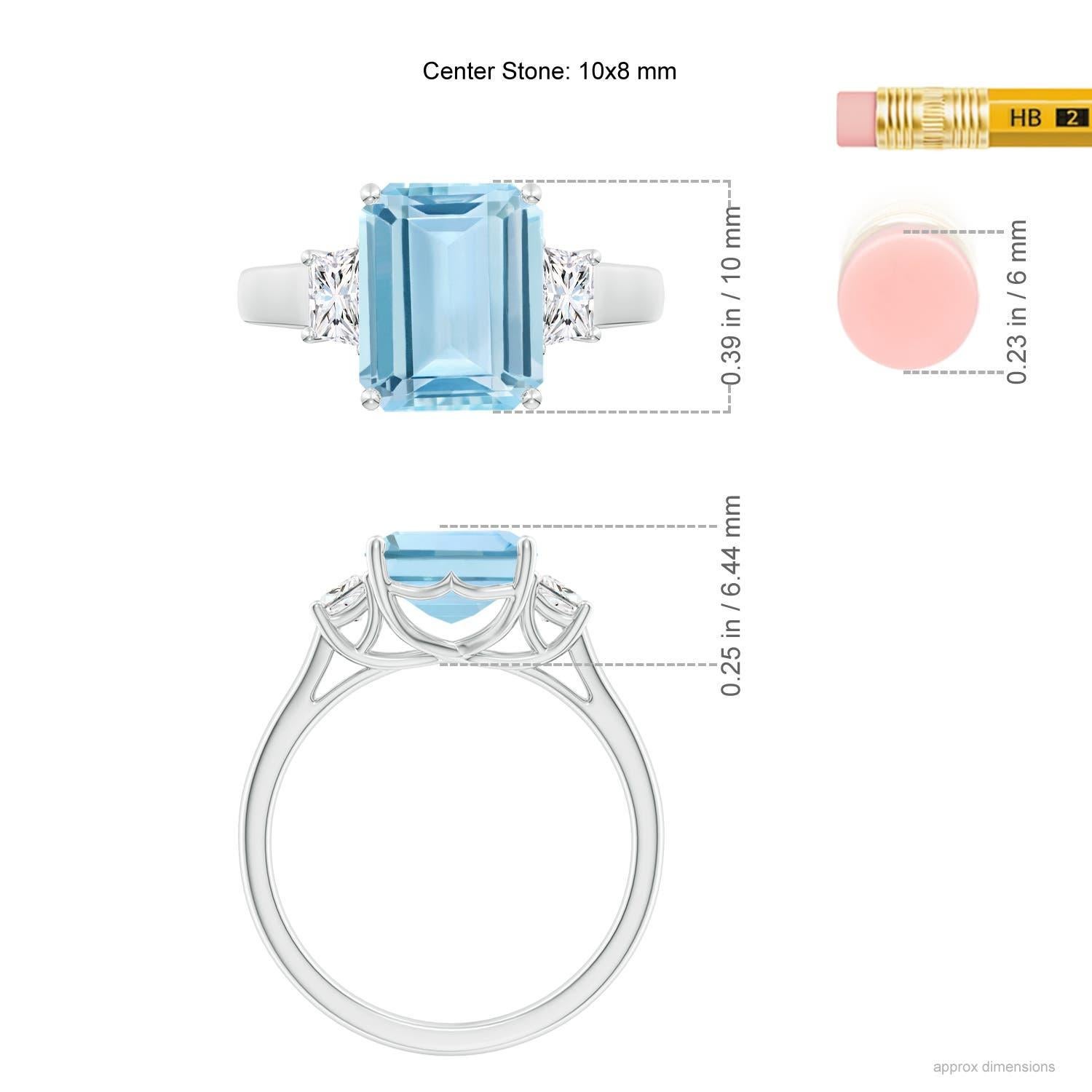De las mujeres Angara Anillo de compromiso de oro de 14 quilates con aguamarina natural talla esmeralda de 3 ct y diamantes en venta
