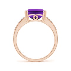 Angara Natural Emerald-Cut 4 ct Amethyst Split Shank Cocktail Ring in 14K Gold