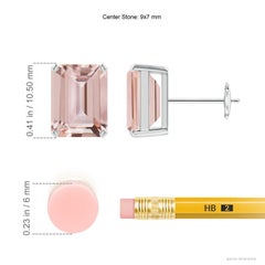 Angara Orecchini solitari di Morganite con taglio smeraldo naturale da 4,1 ct in oro 14K