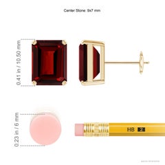 Angara Natural Emerald-Cut 5.6 ct Garnet Solitaire Stud Earrings in 14K Gold