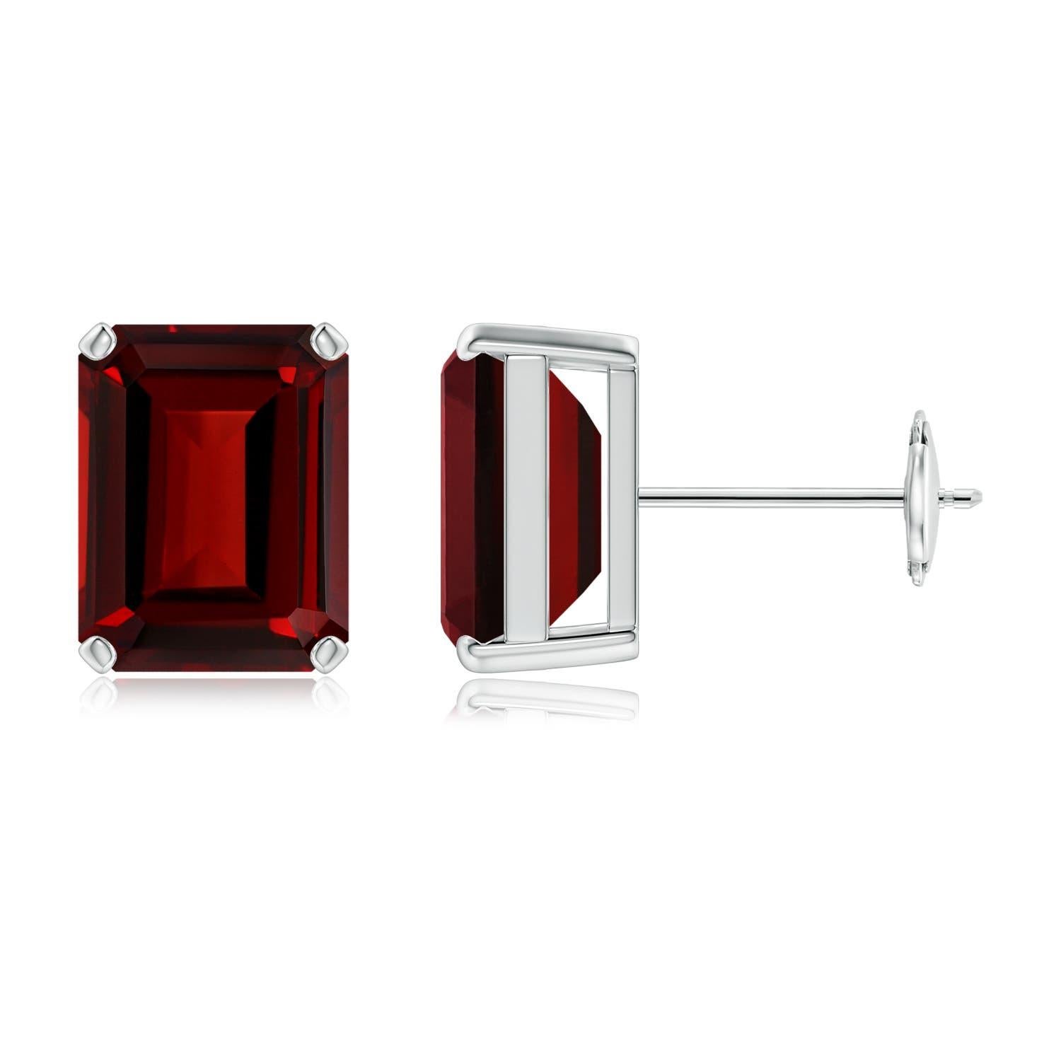 Emerald Cut Angara Natural Emerald-Cut 5.6 ct Garnet Solitaire Stud Earrings in 14K Gold For Sale