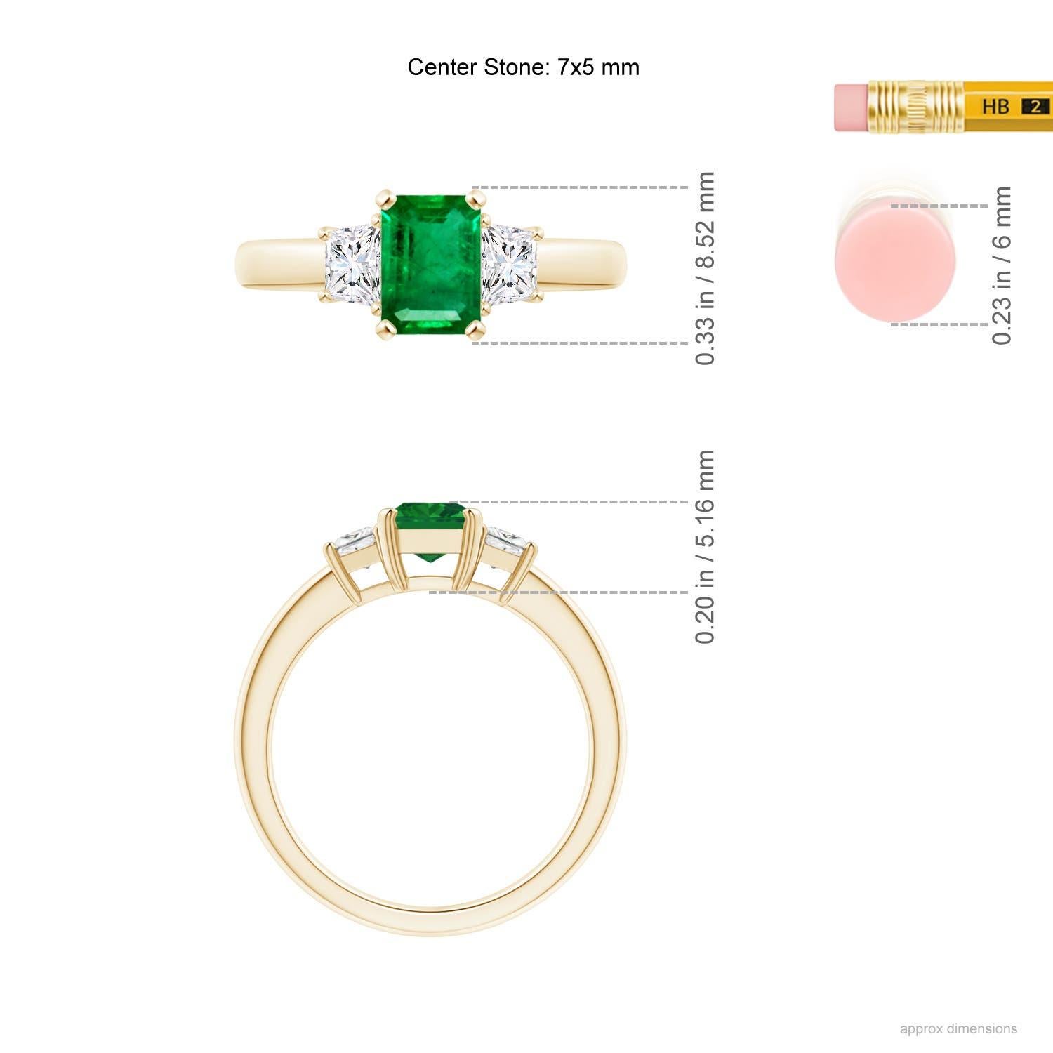 Anillo Angara de esmeralda natural y diamante trapezoidal en oro macizo de 14 quilates en venta 1