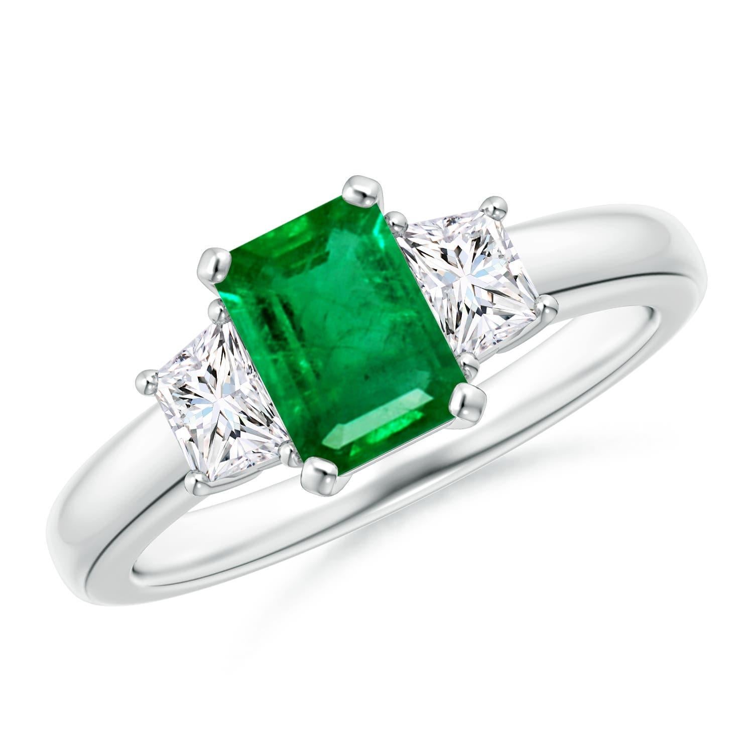 Anillo Angara de esmeralda natural y diamante trapezoidal en oro macizo de 14 quilates en venta 2