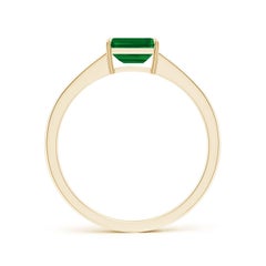 Angara Natural Emerald-Cut Emerald Solitaire Ring with Diamond in 14K Solid Gold