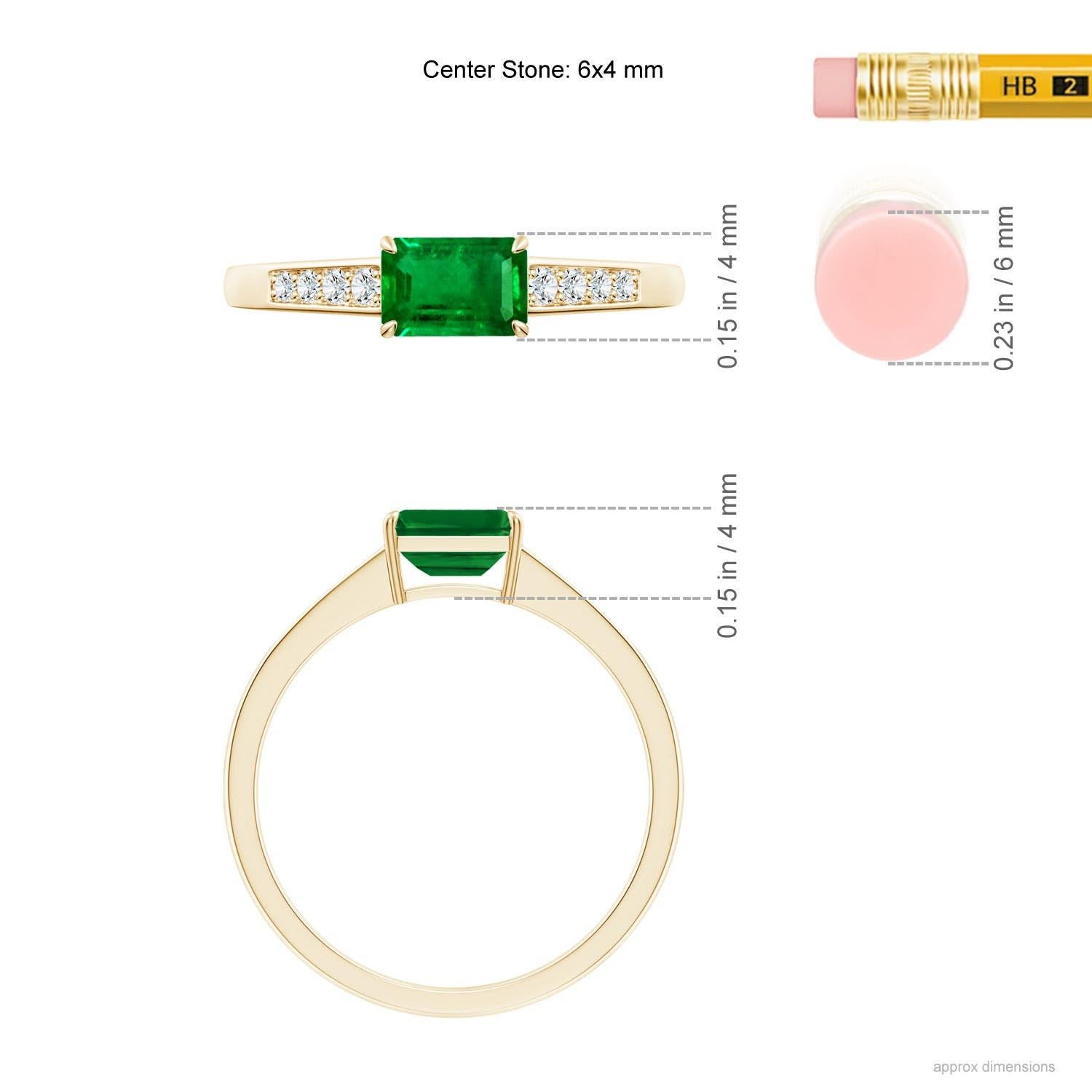 Bague solitaire en or massif 14K avec diamant et émeraude naturelle Angara en vente 1