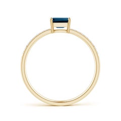 Angara Natural Emerald-Cut London Blue Topaz Solitaire Ring in 14K Solid Gold