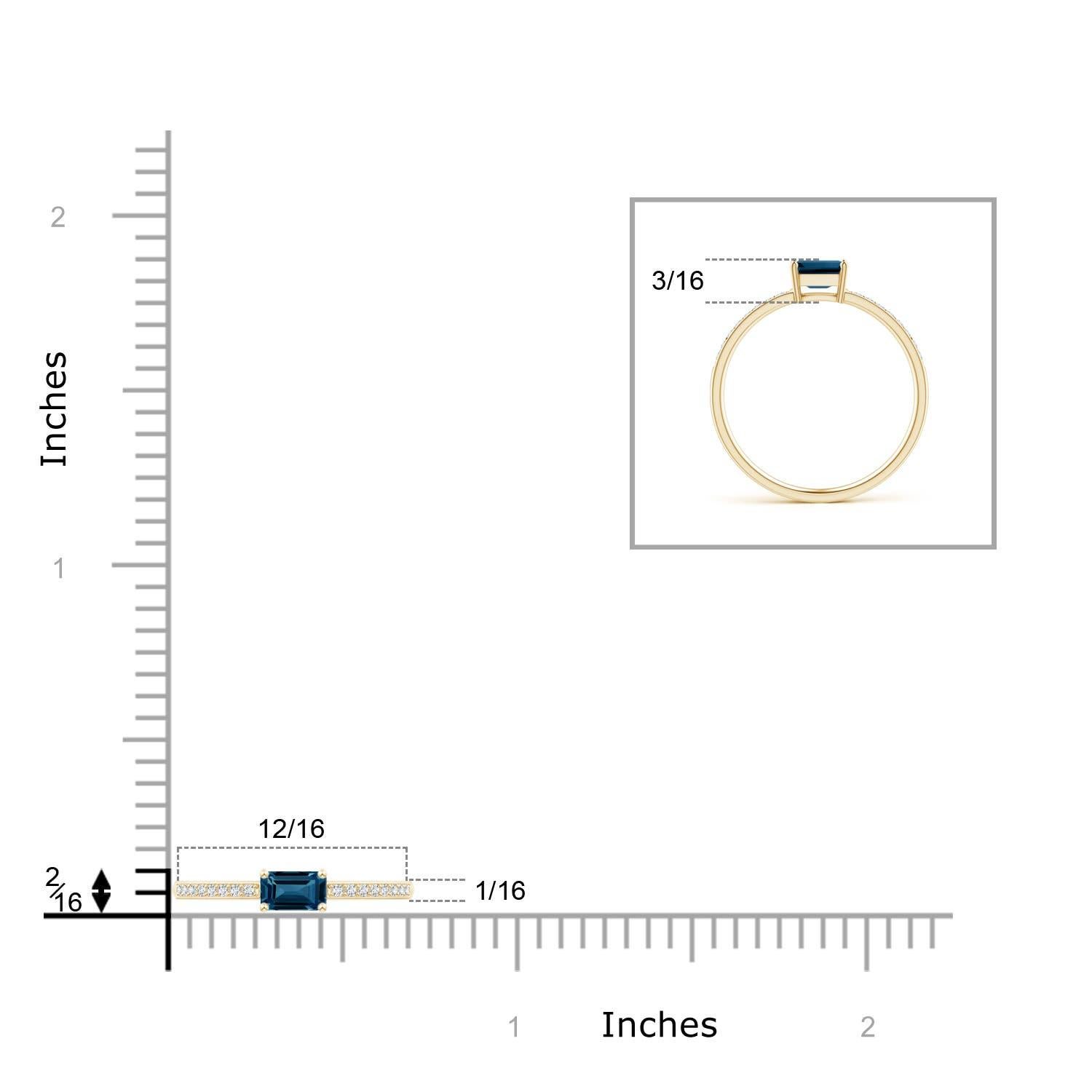 Angara Natürlicher Smaragd-Schliff Londoner Blautopas Solitär Ring in 14K massivem Gold im Zustand „Neu“ im Angebot in Los Angeles, CA