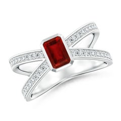 Angara Natural Emerald-Cut Ruby Solitaire Engagement Ring in 14K Solid Gold