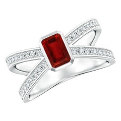 Angara Natürliche Smaragd-Schliff Rubin Solitär Verlobungsring in 14K massivem Gold