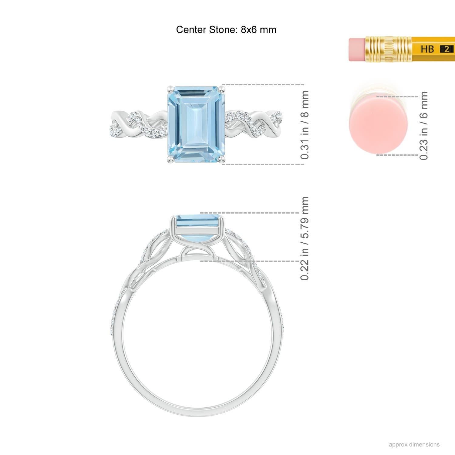 Anillo de Aguamarina Angara Solitario de Corte Esmeralda Natural de 1,35 ct en Oro Macizo de 14K en venta 1