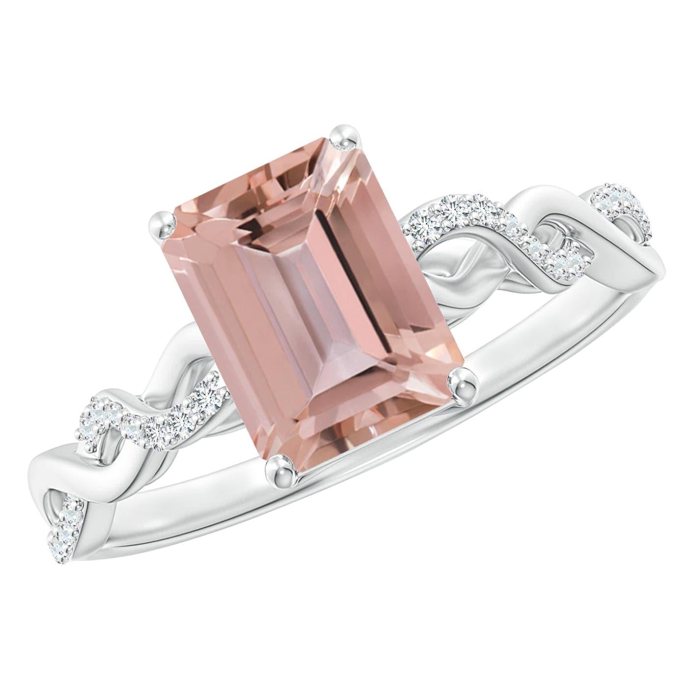 Angara natürlichen Smaragd-Schliff Solitär 1,4 kt Morganit Ring in 14K massivem Gold