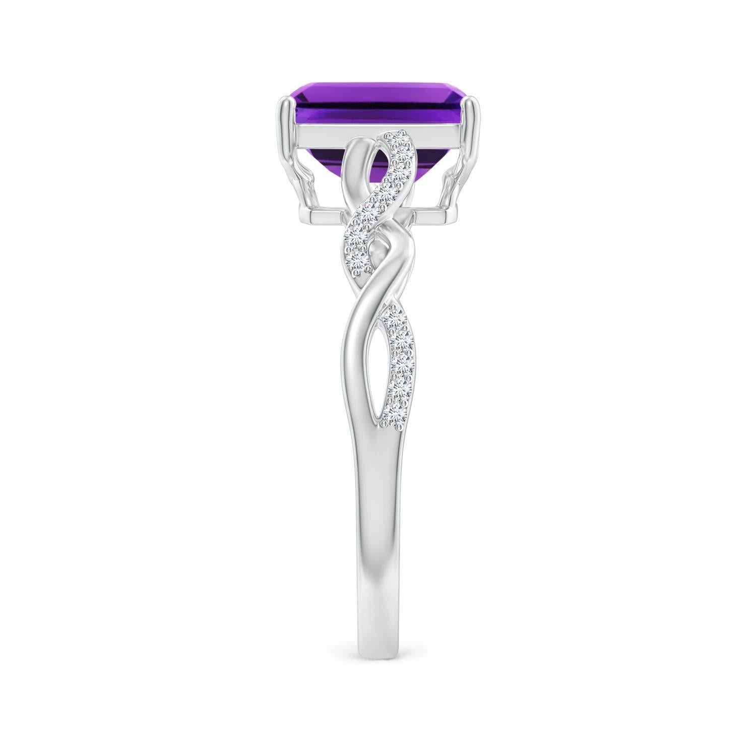 Anillo Angara de amatista natural talla esmeralda con solitario de 1,5 ct en oro macizo de 14 quilates en Nuevo estado para la venta en Los Angeles, CA