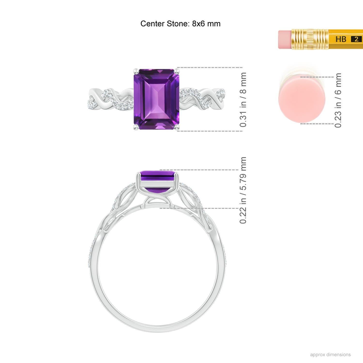 De las mujeres Anillo Angara de amatista natural talla esmeralda con solitario de 1,5 ct en oro macizo de 14 quilates en venta