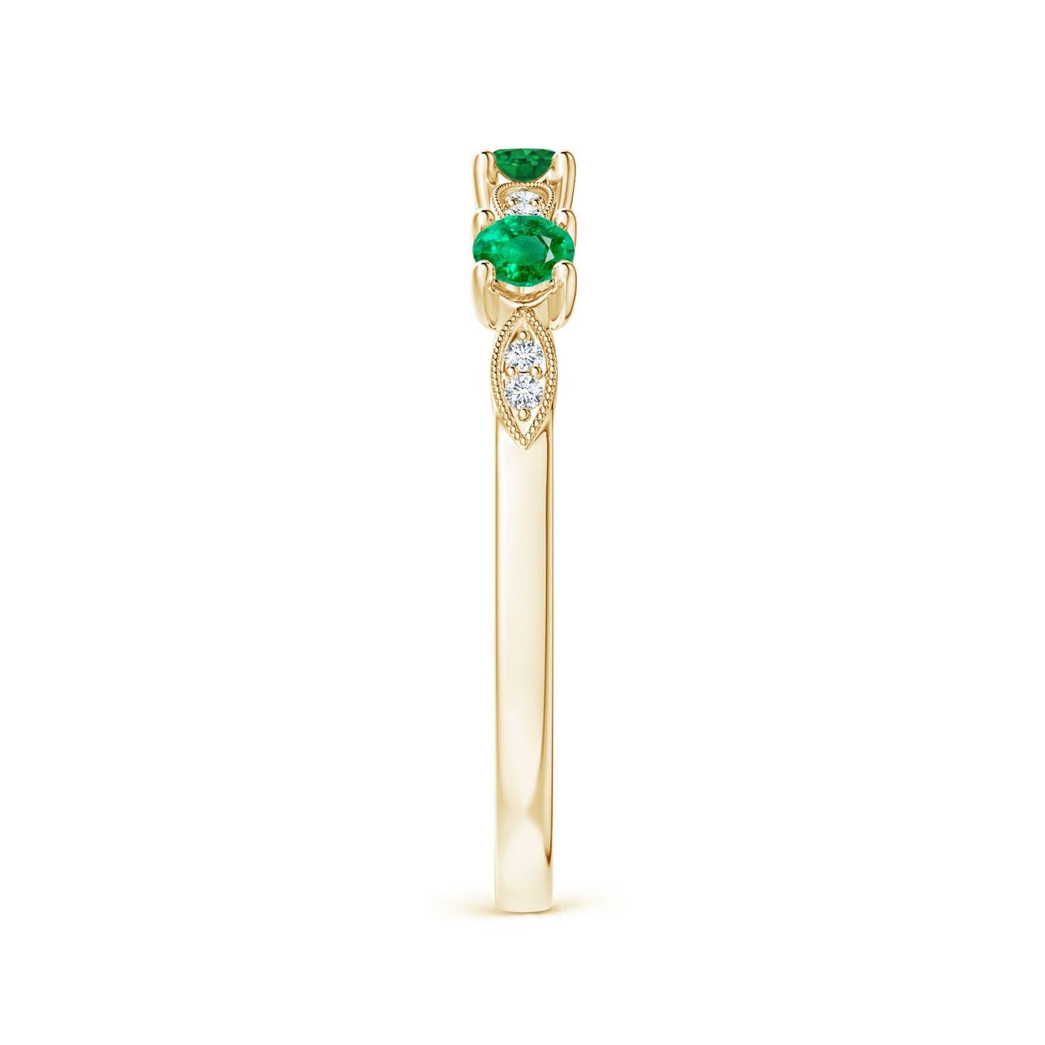 Anello Angara con smeraldo naturale, diamante, marquise e Dot in oro massiccio 14 carati In condizioni Nuovo in vendita a Los Angeles, CA