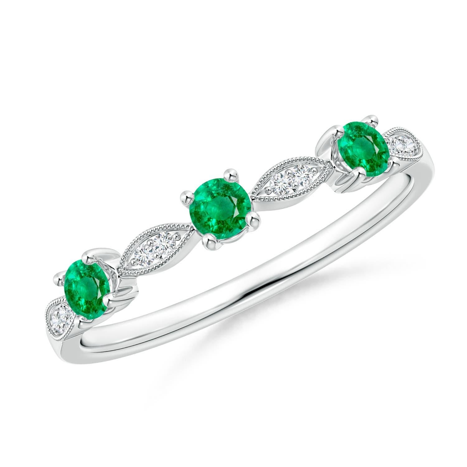 Anello Angara con smeraldo naturale, diamante, marquise e Dot in oro massiccio 14 carati in vendita 2