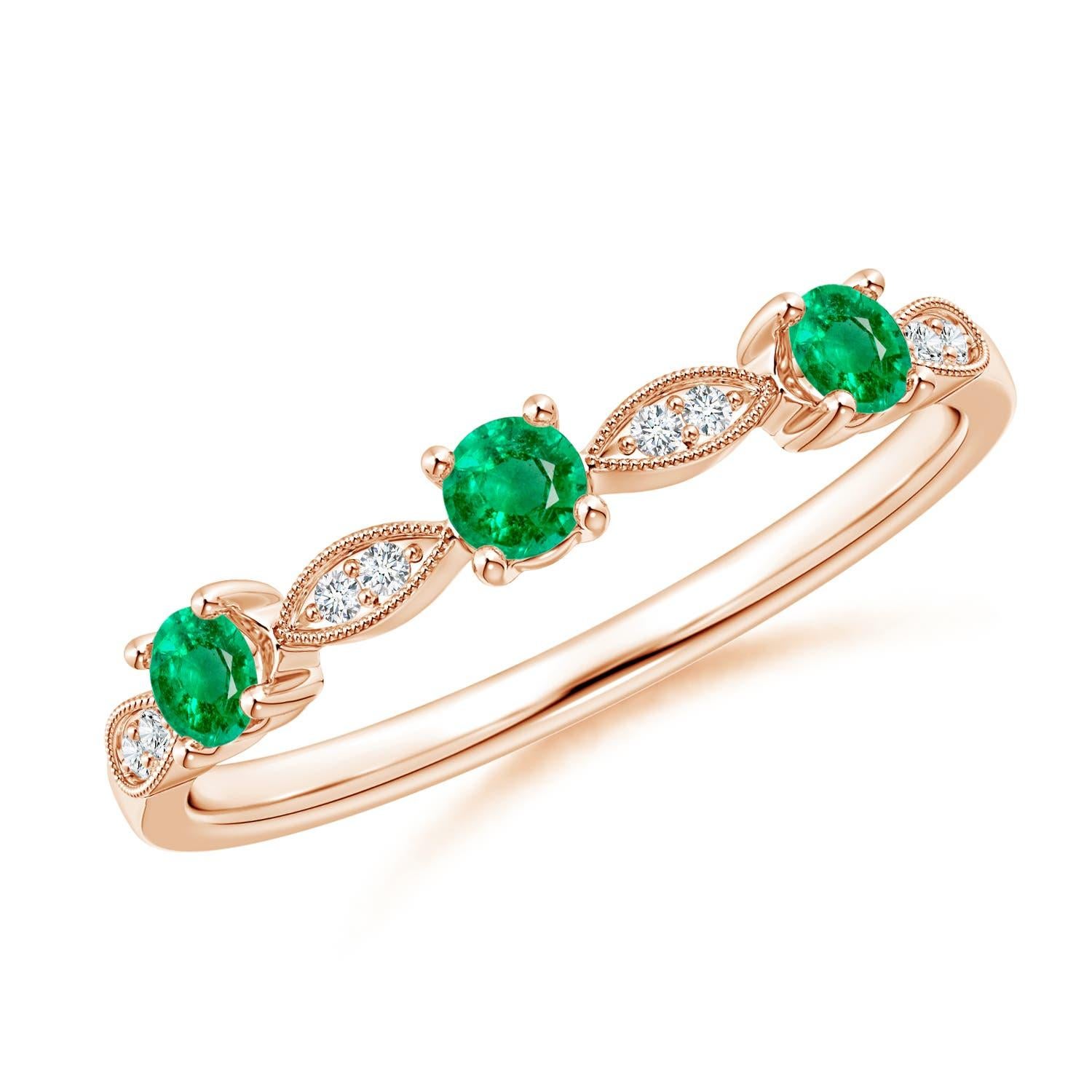 Anello Angara con smeraldo naturale, diamante, marquise e Dot in oro massiccio 14 carati in vendita 3