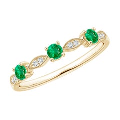 Anello Angara con smeraldo naturale, diamante, marquise e Dot in oro massiccio 14 carati