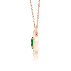 Angara Natural Emerald Interlocking Circle Necklace with Diamond 14K Solid Gold