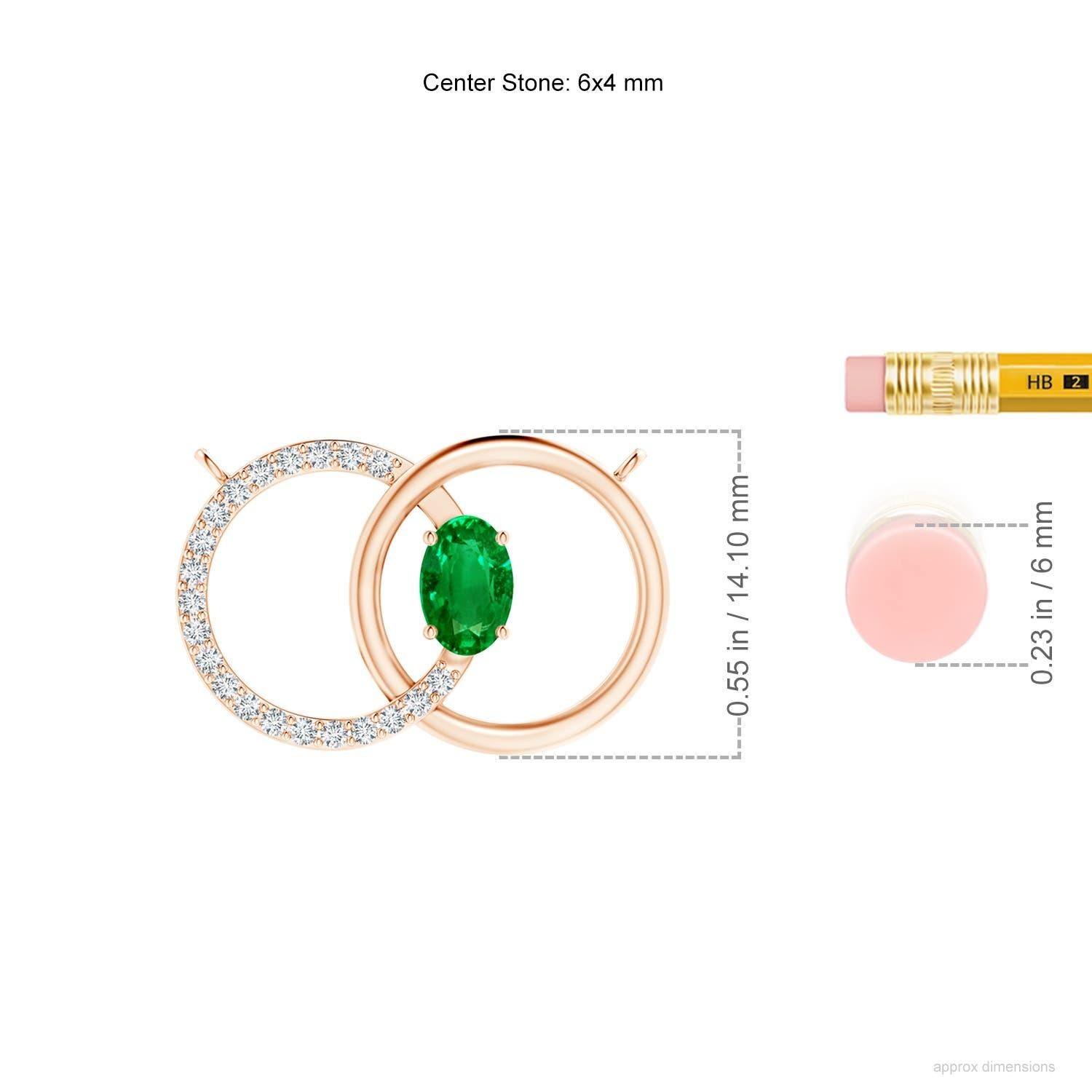 Angara Collana con cerchio intrecciato di smeraldi naturali e diamanti in oro rosa 14K In condizioni Nuovo in vendita a Los Angeles, CA