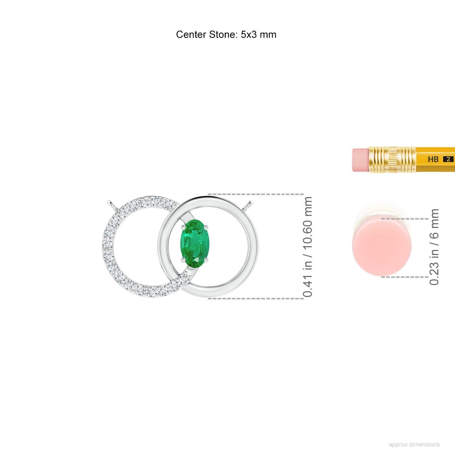 Collana Angara con cerchio intrecciato di smeraldi naturali e diamanti in oro bianco 14 carati In condizioni Nuovo in vendita a Los Angeles, CA