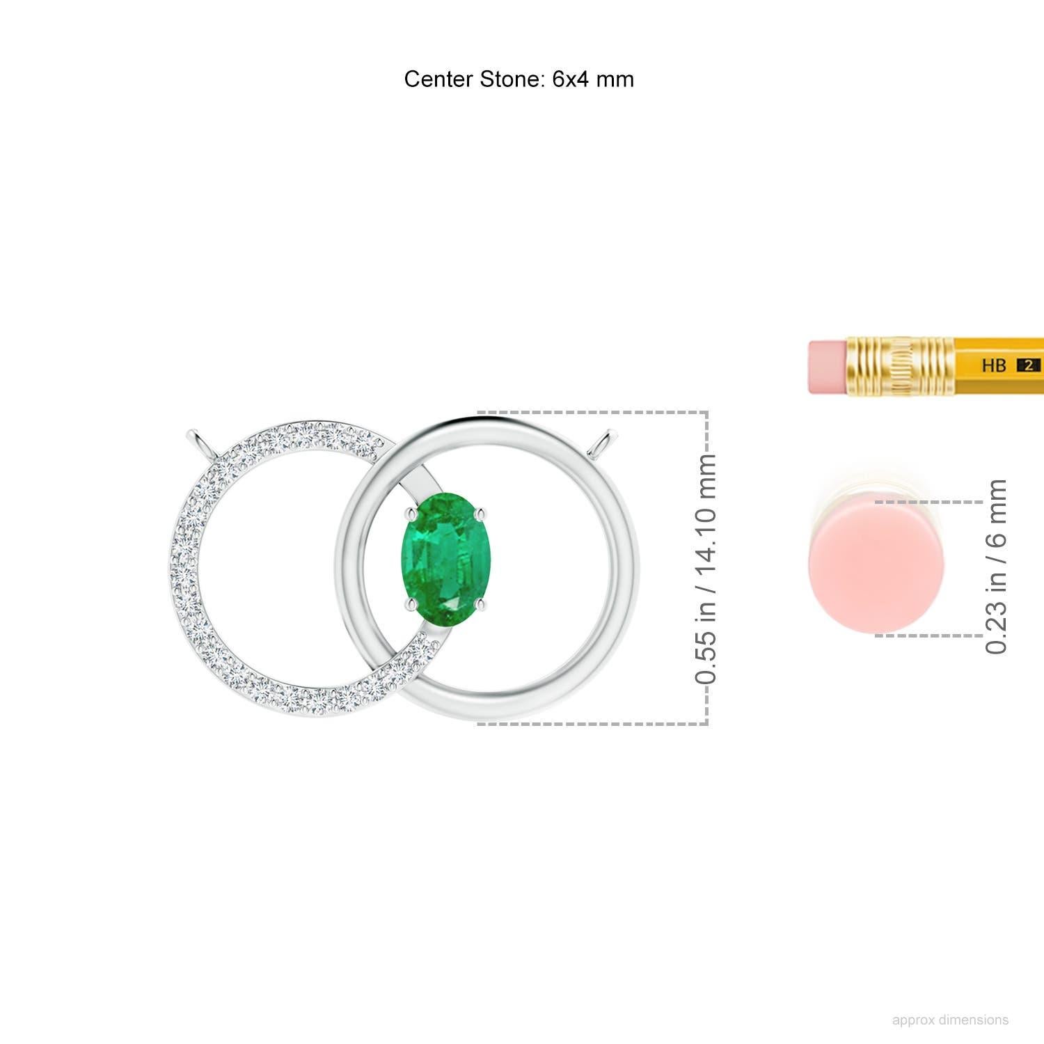 Collana Angara con cerchio intrecciato di smeraldi naturali e diamanti in oro bianco 14 carati In condizioni Nuovo in vendita a Los Angeles, CA