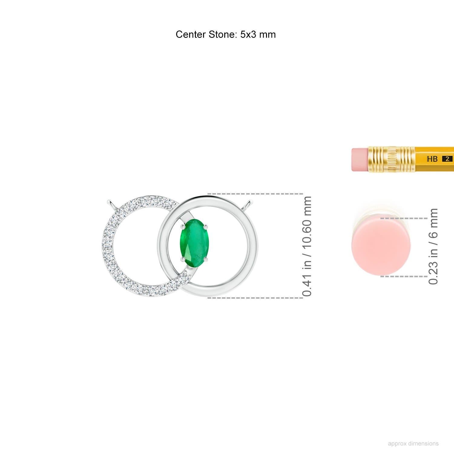 Collana Angara con cerchio intrecciato di smeraldi naturali e diamanti in oro bianco 14 carati In condizioni Nuovo in vendita a Los Angeles, CA