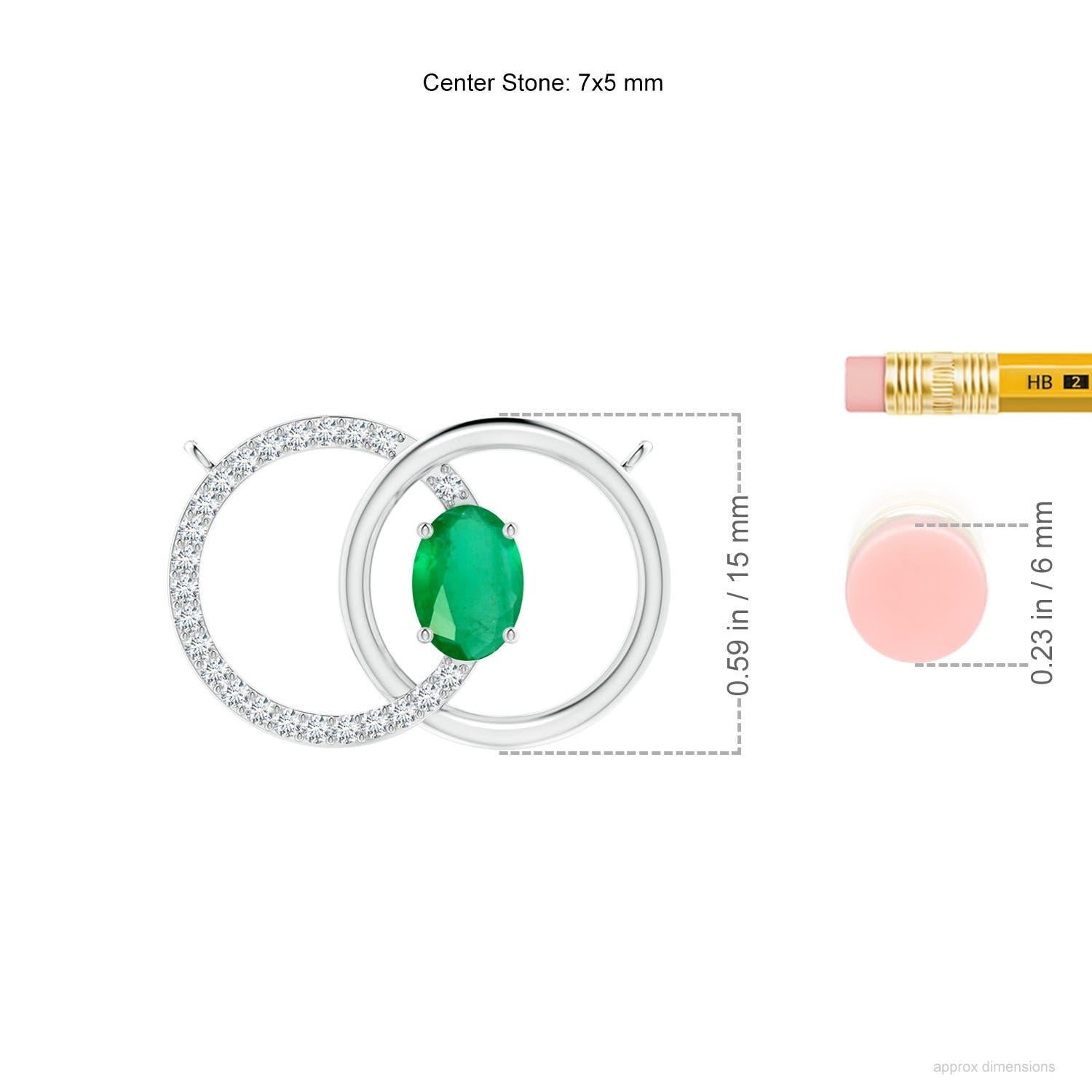 Angara Natural Emerald Interlocking Circle Halskette mit Diamant 14K Weißgold im Zustand „Neu“ im Angebot in Los Angeles, CA