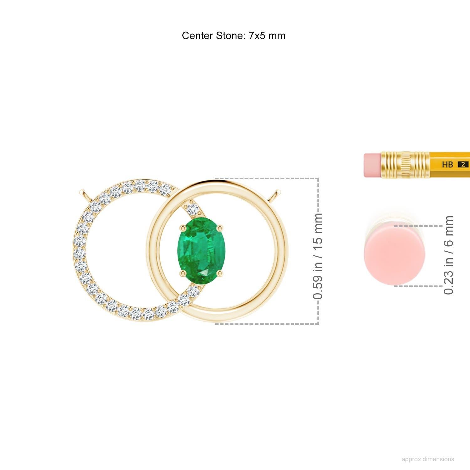 Angara Natural Emerald Interlocking Kreis Halskette mit Diamant 14K Gelbgold im Zustand „Neu“ im Angebot in Los Angeles, CA