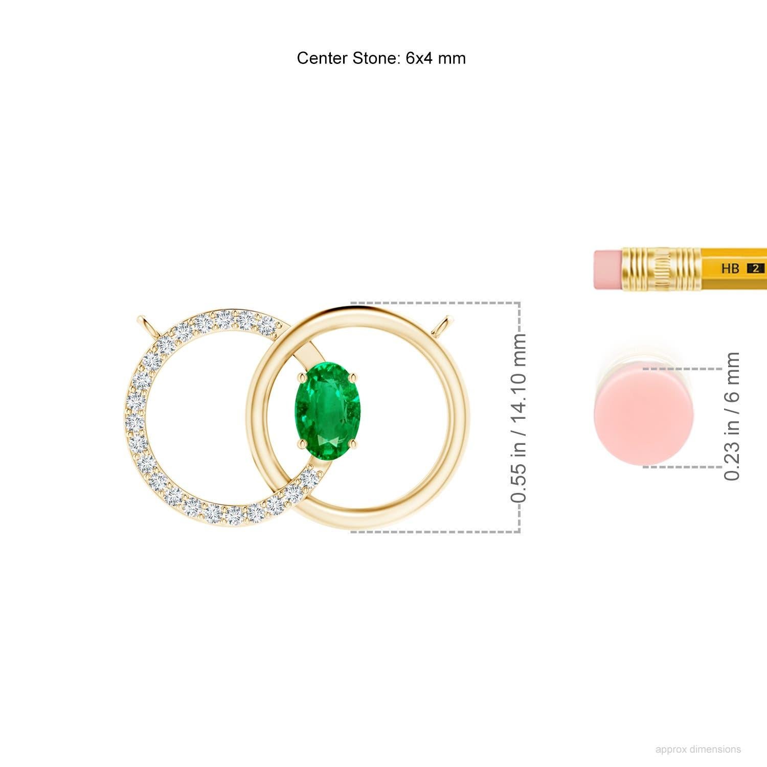 Collana Angara con cerchio intrecciato di smeraldi naturali e diamanti in oro giallo 14 carati In condizioni Nuovo in vendita a Los Angeles, CA