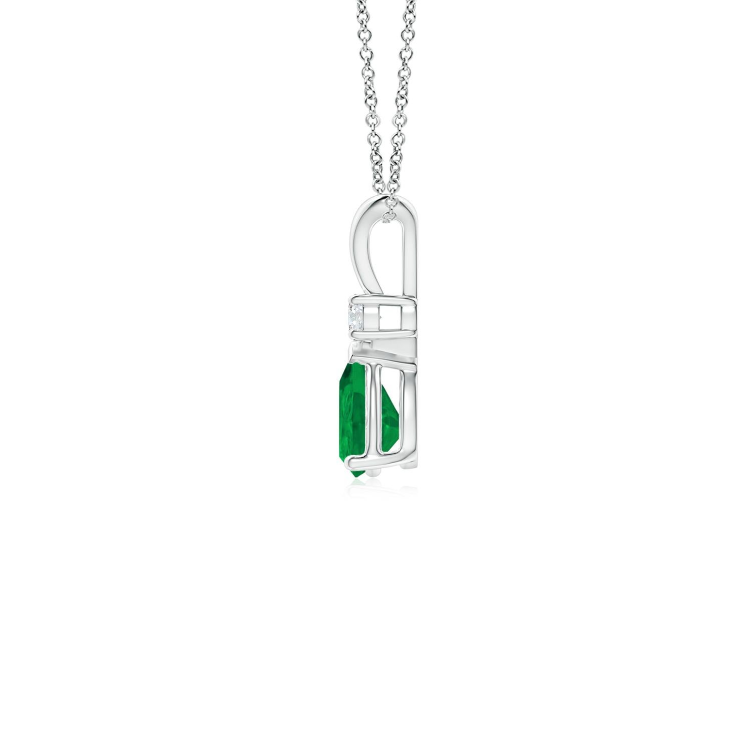 Pear Cut ANGARA Natural 0.35ct Emerald Teardrop Pendant with Diamond in Platinum  For Sale