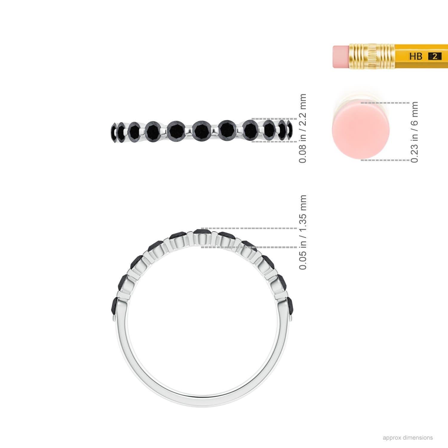 Anillo de boda semieterno de oro de 14 quilates con diamante negro natural realzado Angara en venta 1