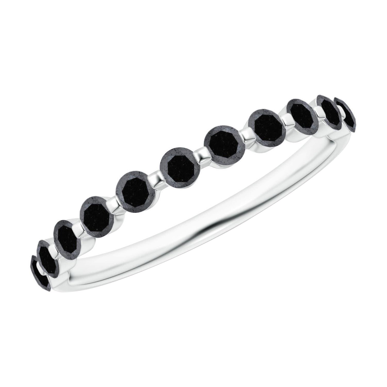 Angara Natural Enhanced Schwarzer Diamant Semi Eternity Ehering in 14K Gold im Angebot