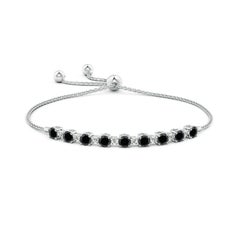 Bracelet Tennis Bolo en or 14K avec diamants noirs et blancs de couleur naturelle Angara