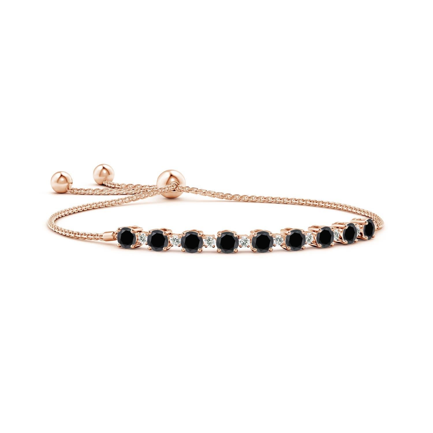Donna Angara Bracciale Bolo con diamanti bianchi e neri naturali e arricchiti in oro 14 carati in vendita