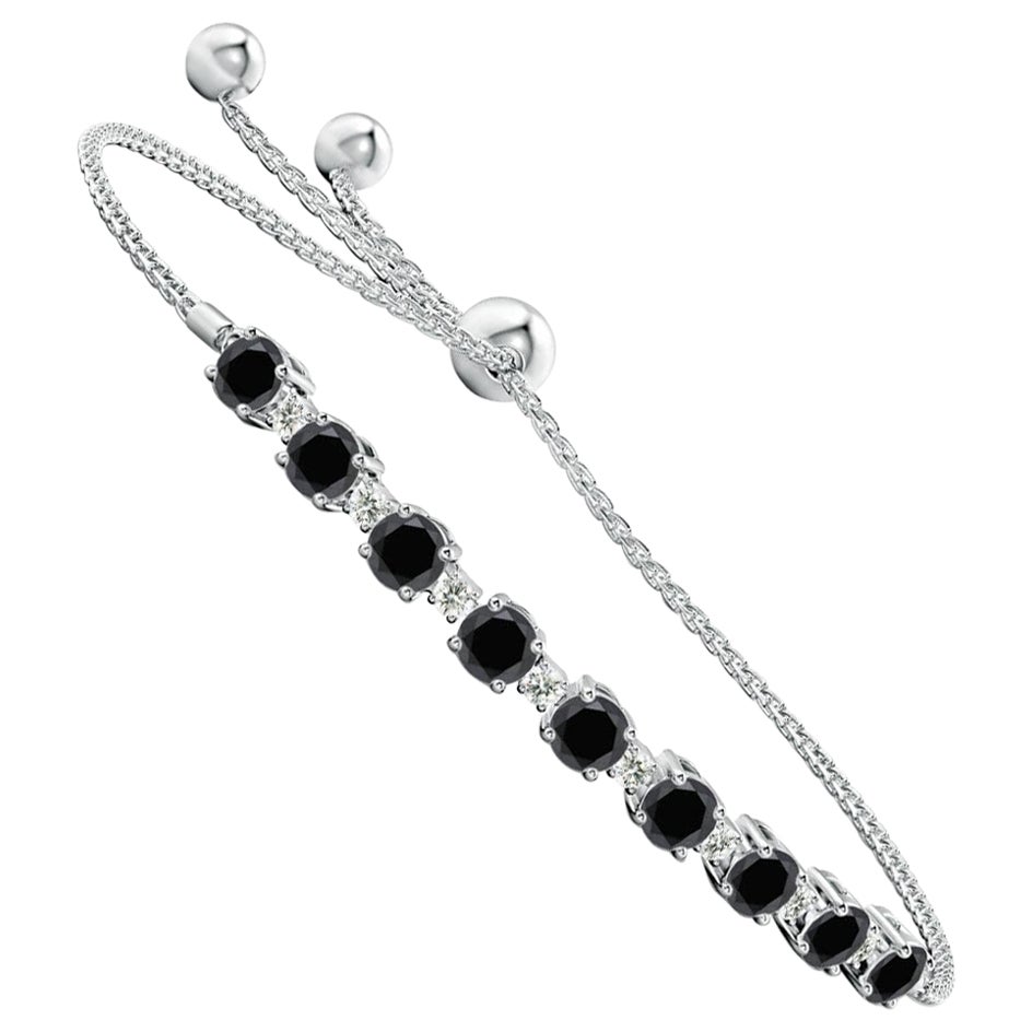 Angara Bracciale Bolo con diamanti bianchi e neri naturali e arricchiti in oro 14 carati in vendita