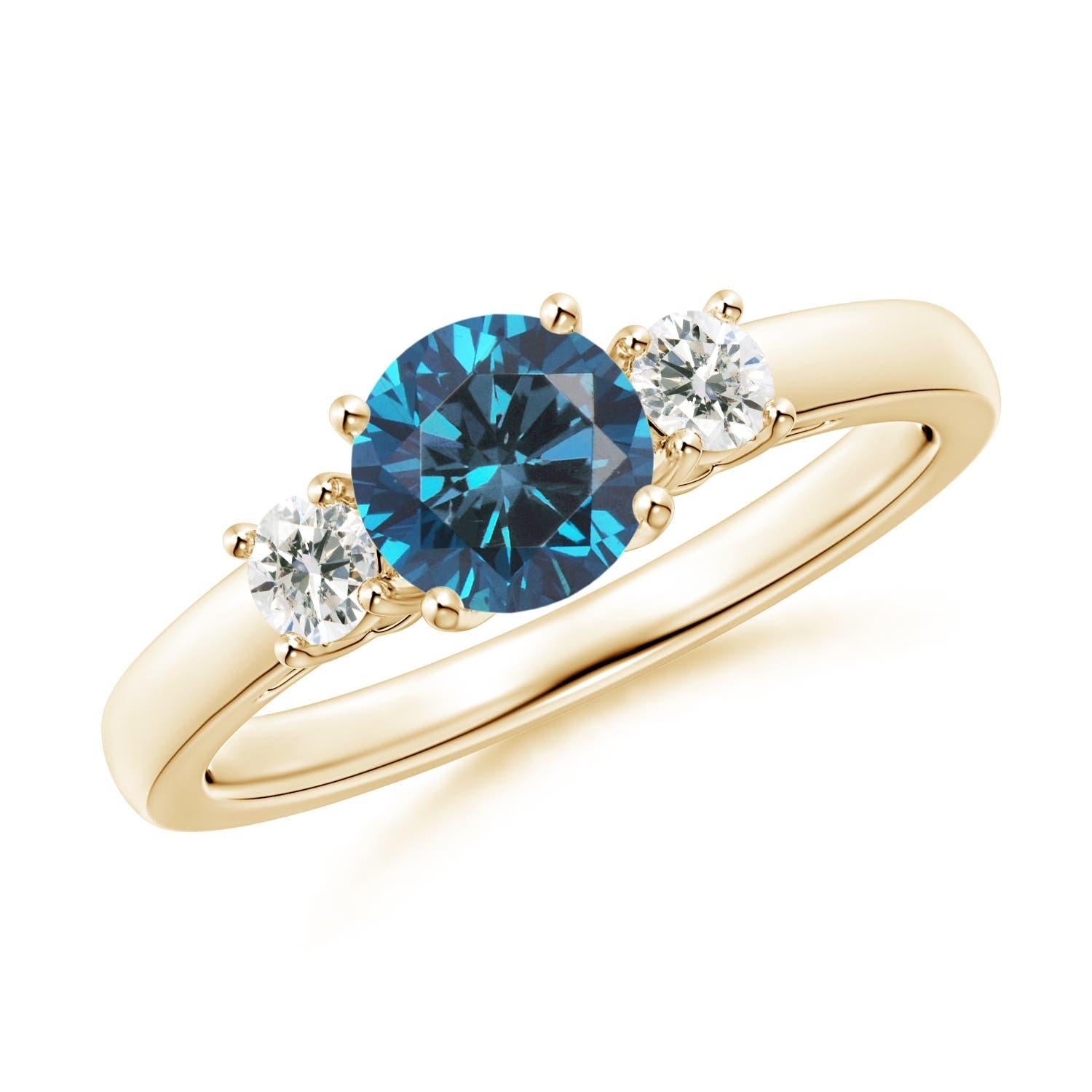 Angara Natural Enhanced Blau und Weiß Diamant Verlobungsring in 14K Solid Gold im Angebot 2
