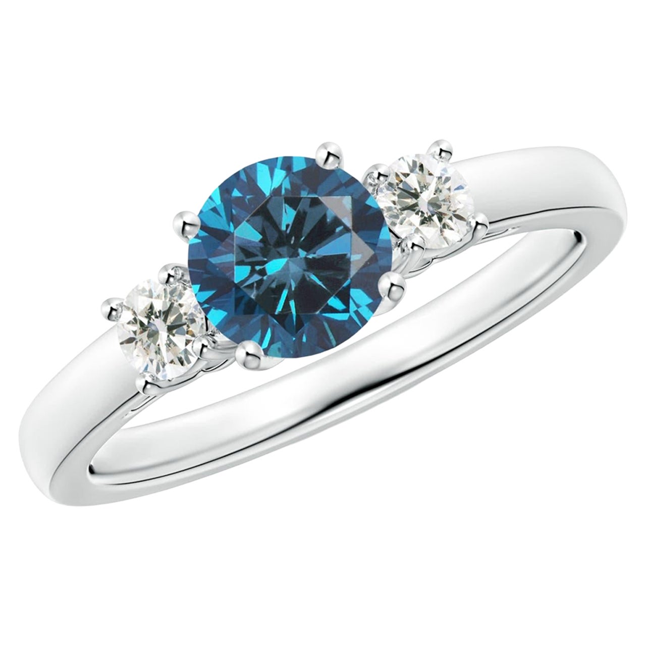 Angara Natural Enhanced Blau und Weiß Diamant Verlobungsring in 14K Solid Gold