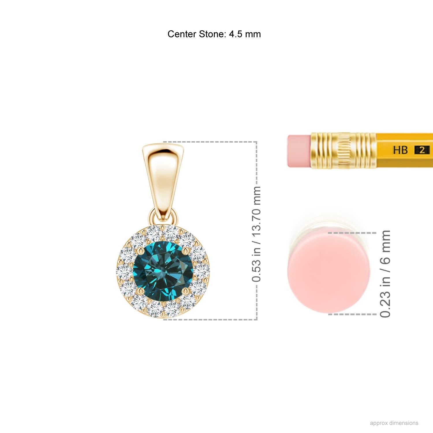 Angara Natural Enhanced Blue and White Diamond Halo Pendant in 14K Solid Gold In New Condition For Sale In Los Angeles, CA