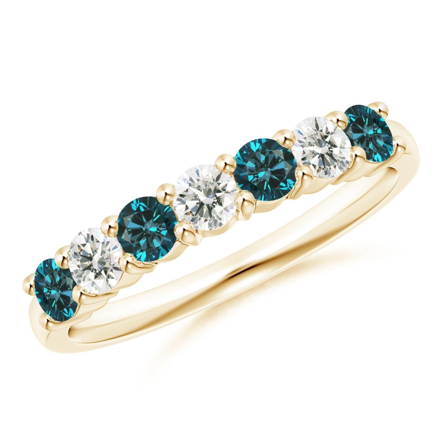 Angara Natural Enhanced Blau und Weiß Diamant Ehering in 14K Solid Gold im Angebot 1