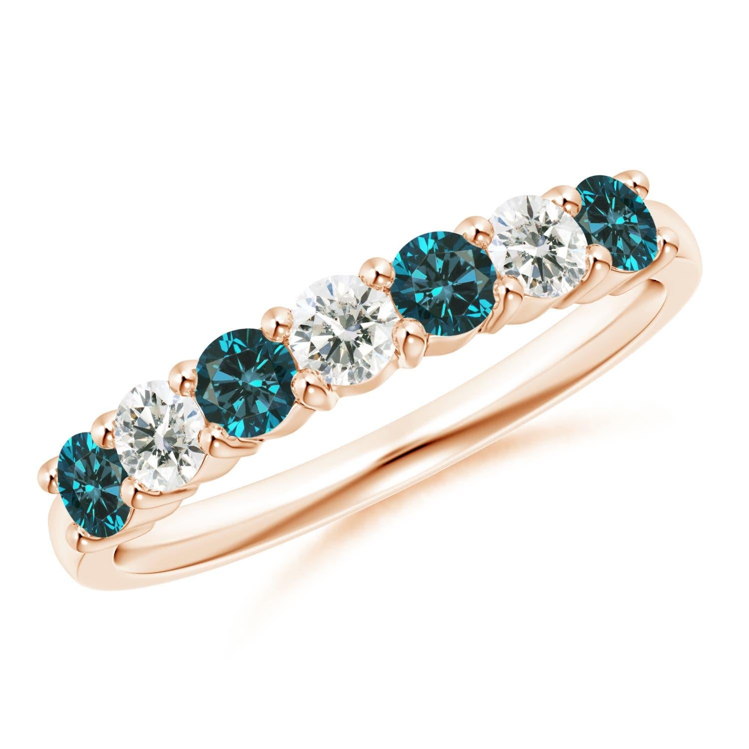 Angara Natural Enhanced Blau und Weiß Diamant Ehering in 14K Solid Gold im Angebot 2