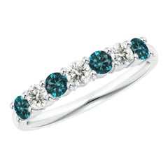 Angara Natural Enhanced Blue and White Diamond Wedding Ring in 14K Solid Gold