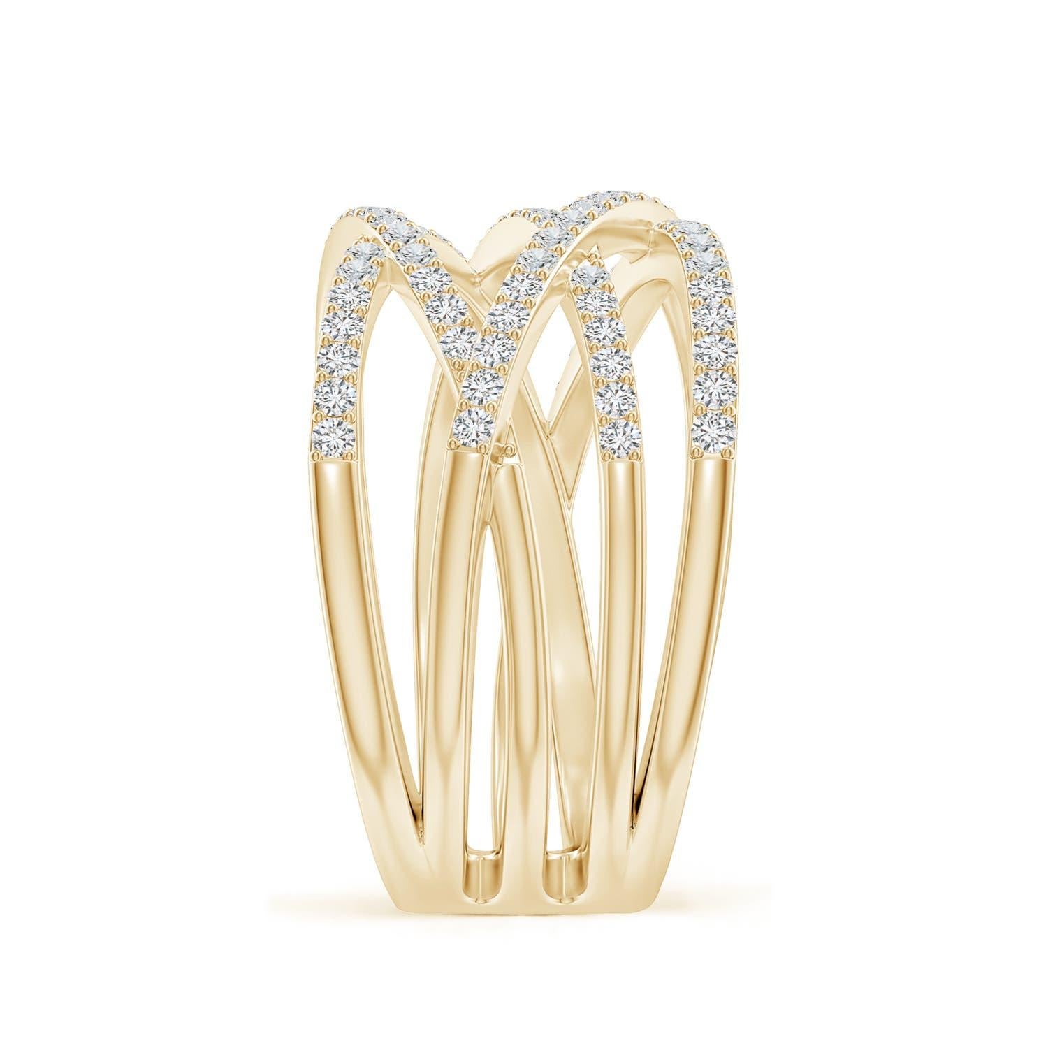 Anillo Envolvente de Diamantes Entrelazados Naturales Angara en Oro Macizo de 14 K para Mujer Corte redondo en venta