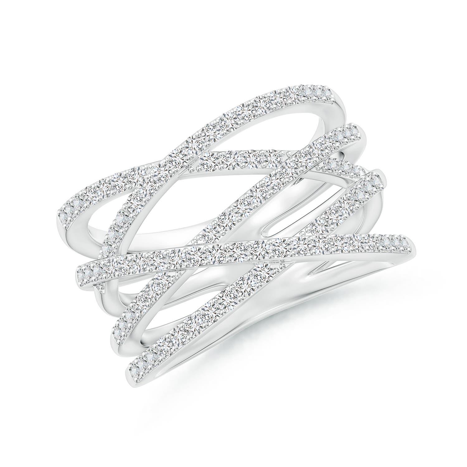 Anillo Envolvente de Diamantes Entrelazados Naturales Angara en Oro Macizo de 14 K para Mujer en venta 1