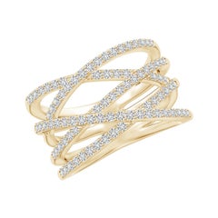 Anillo Envolvente de Diamantes Entrelazados Naturales Angara en Oro Macizo de 14 K para Mujer