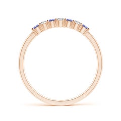 Angara Natural Eternity 7 Stone Tanzanite & Diamond Wedding Ring in 14K Solid