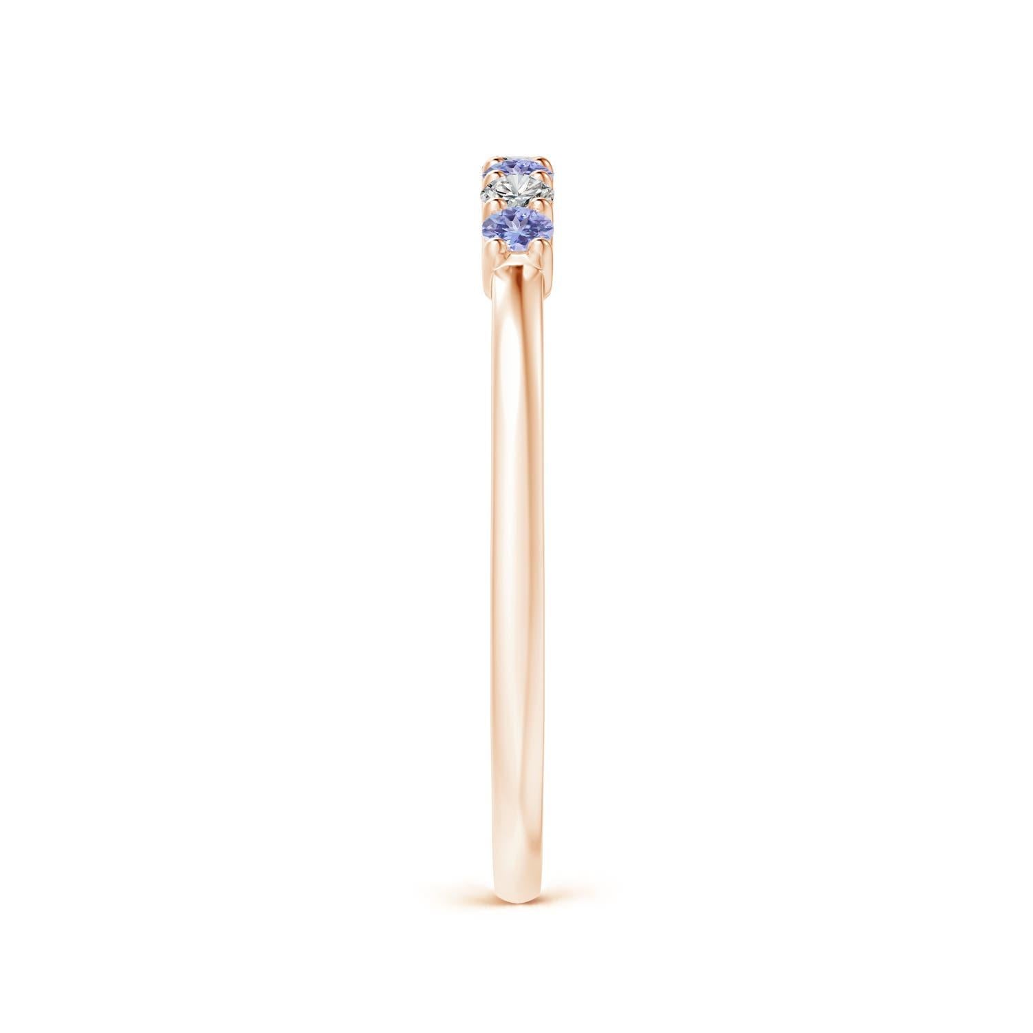 Angara Natural Eternity 7 Stone Tanzanite & Diamond Wedding Ring in 14K Solid In New Condition For Sale In Los Angeles, CA