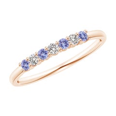 Angara Natural Eternity 7 Stone Tanzanite & Diamond Wedding Ring in 14K Solid