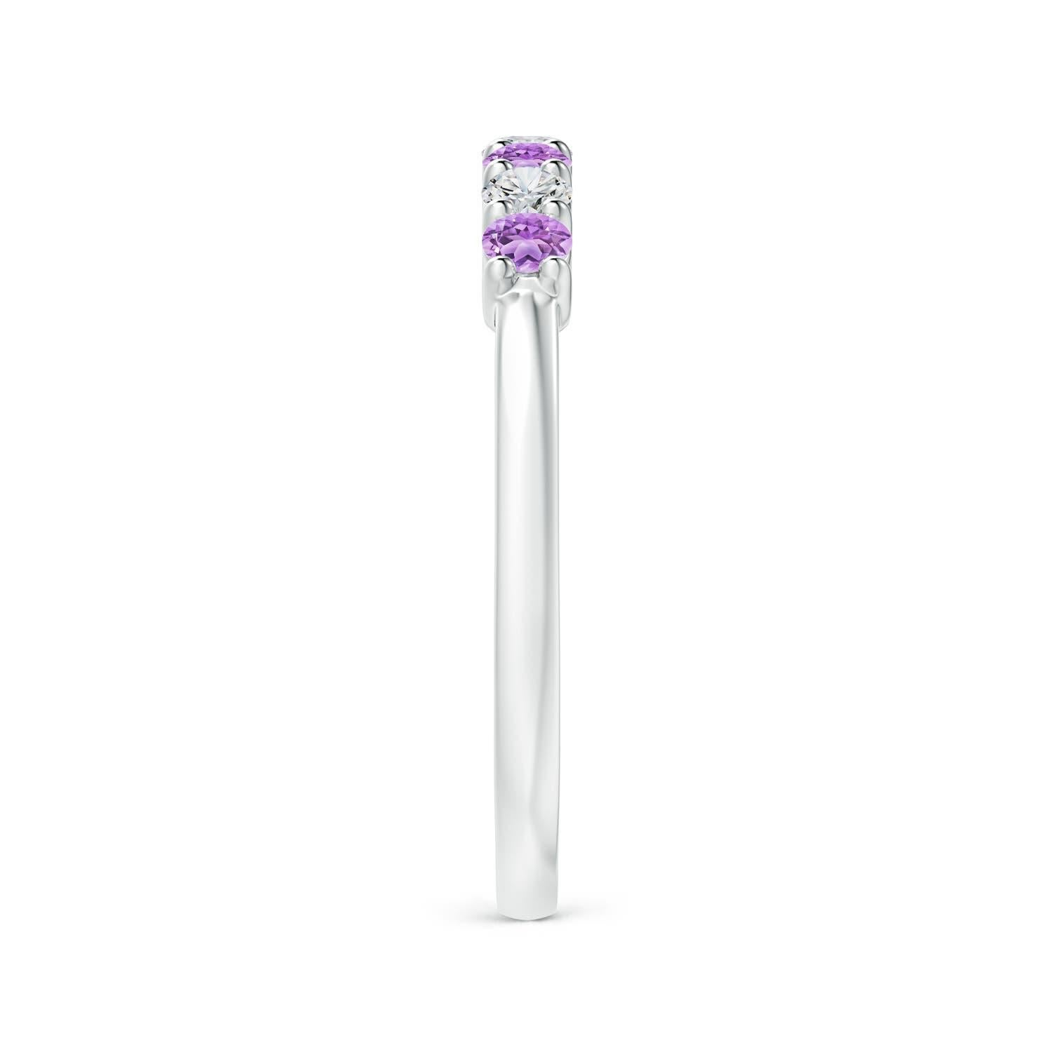 Angara Alianza Eterna Natural Amatista y Diamante en Oro Macizo de 14K Corte redondo en venta