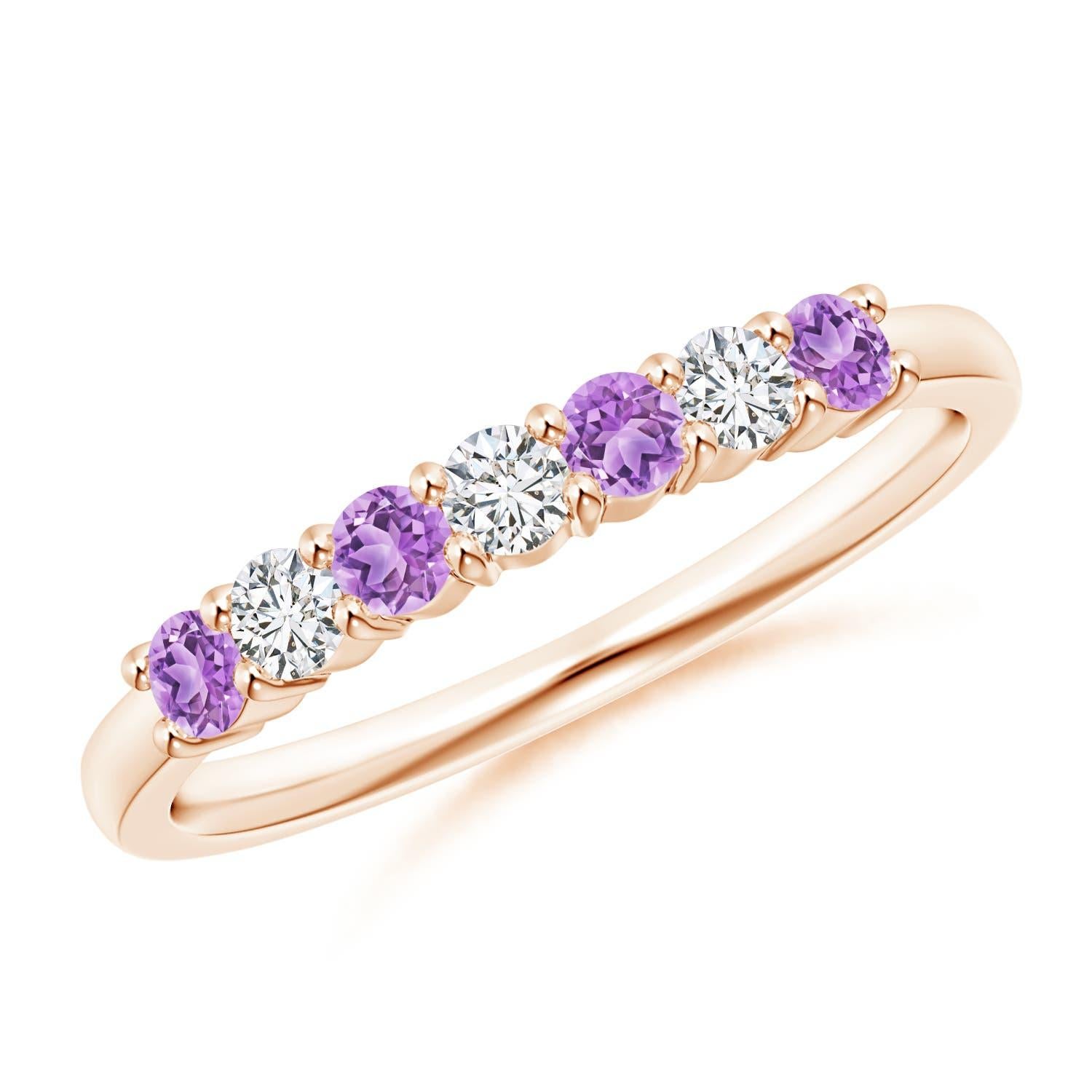 Angara Alianza Eterna Natural Amatista y Diamante en Oro Macizo de 14K en venta 2